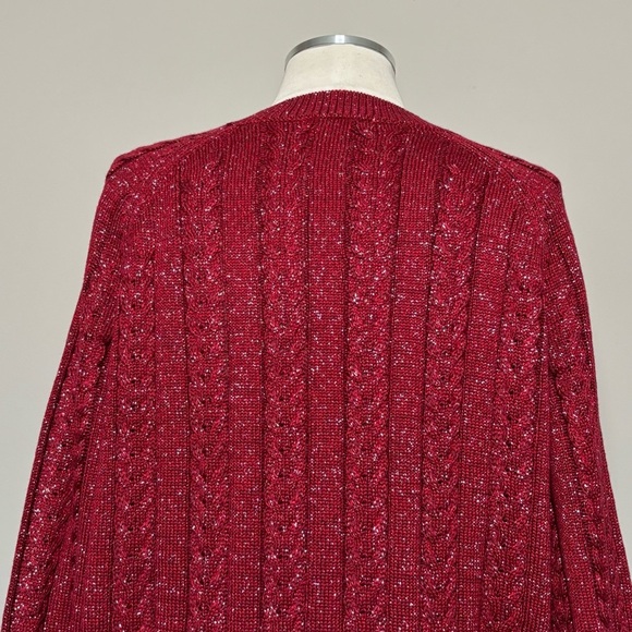 Athleta Crossroads Crew Neck Wool Blend Pullover Sweater Decadent Red Metallic M - Picture 7 of 15